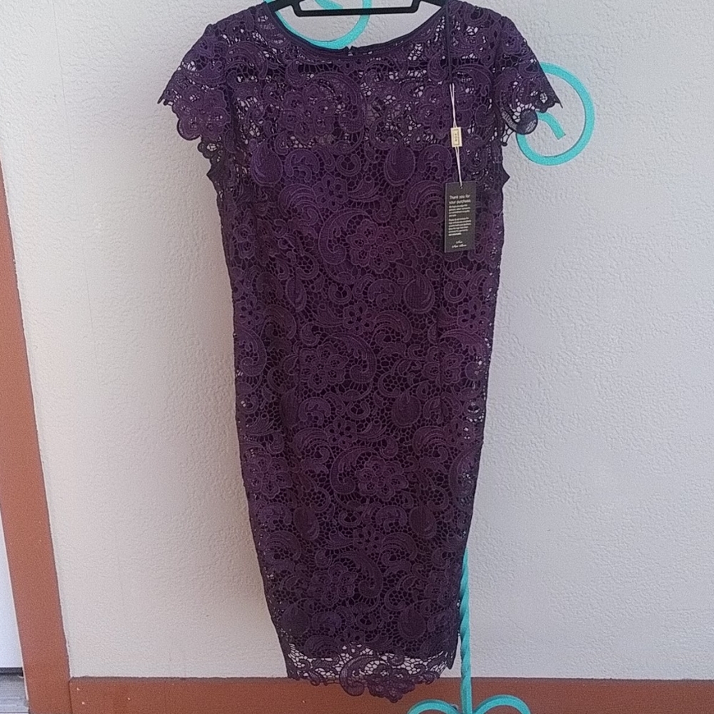 NWT ANABEL NOX Deep Purple Shimmer Lace w lining